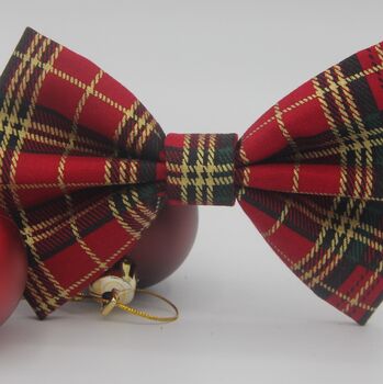 Red And Gold Tartan Dog Bow Tie, 9 of 12