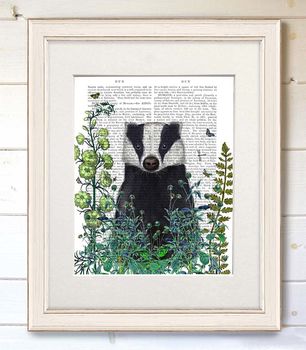 Badger In The Garden, Book Print, Framed Or Unframed, 3 of 7