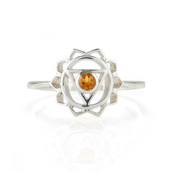 Solar Plexus Chakra Citrine Ring Silver Or Gold Plated, 5 of 11