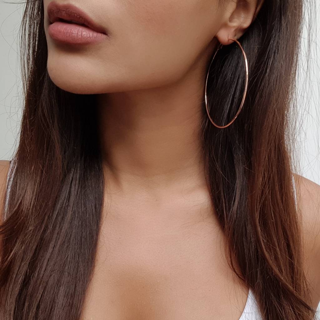 Oversized Rose Gold Hoop Earrings By Nikita Niki Oversized Rose Gold Hoop Earrings