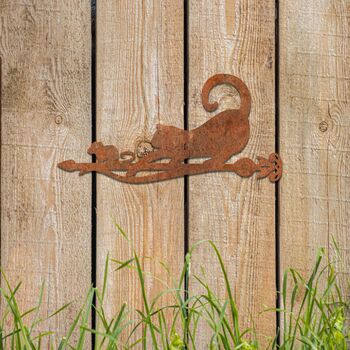 Rusty Metal Cat Chasing Mouse Garden Decor Art, 8 of 10