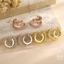 Single Piercing Double Hoop Effect Earrings In Sterling Silver, thumbnail 7 of 11