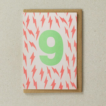 Colourful 9th Birthday Risograph Greeting Card, 2 of 2