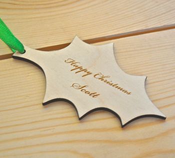 Personalised Holly Christmas Decoration, 3 of 3