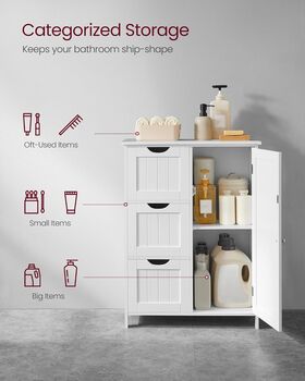 Freestanding Bathroom Storage Cabinet With Drawers, 4 of 10