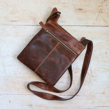 Leather Cross Body Pocket Messenger Bag, 4 of 6