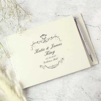 Personalised Ornate Swirl Guest Book And Pen, 2 of 5