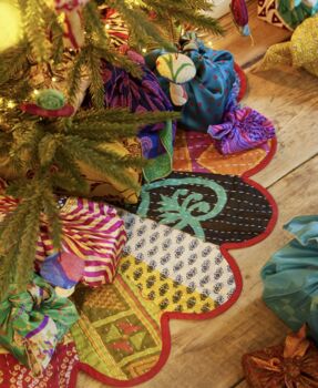 Recycled Kantha Patch Sari Tree Skirt, 2 of 3