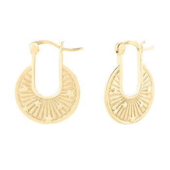 18ct Gold Plated Star Creole Hoop Earrings, 3 of 7