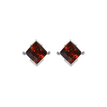 Sterling Silver Princess Cut Birthstone Earrings January Garnet, 2 of 5