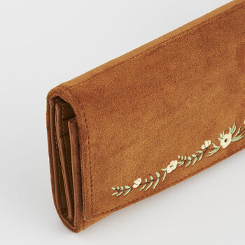 Tan Floral Embroidered Purse Large, 7 of 7
