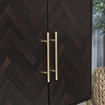 Dark Wood Sideboard Storage Cabinet With Parquet Design, 4 of 7