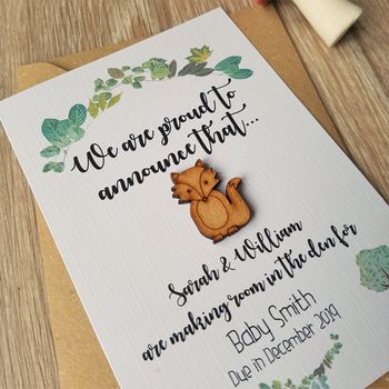 Woodland Pregnancy And Baby Announcement Postcard, 4 of 8
