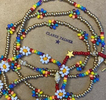 Golden Daisy Rainbow Handmade Beaded Necklace, 4 of 6