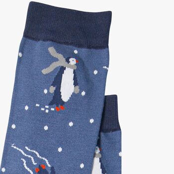 Men's Bamboo Socks Blue Penguin, 3 of 3