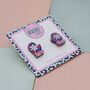 Red And Blue Glitter Christmas Mitten Glitter Studs, thumbnail 2 of 4