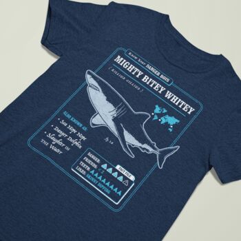Funny Shark T Shirt 'Know Your Mighty Bitey Whitey', 4 of 6