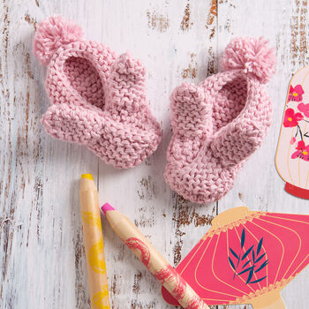 Bunny Baby Slippers Knitting Kit The Year Of The Rabbit, 3 of 6