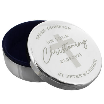 Personalised Christening Round Trinket Box, 2 of 3