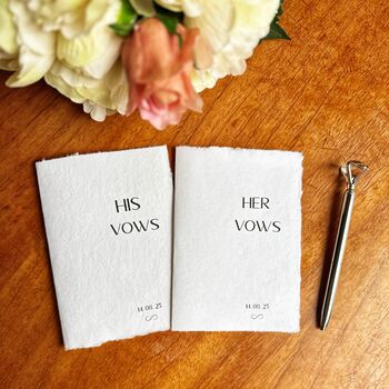 Vow Books Personalised Wedding Vow Cards Cotton Paper, 3 of 6