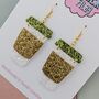 Coffee Cup Glitter Earrings, thumbnail 2 of 4