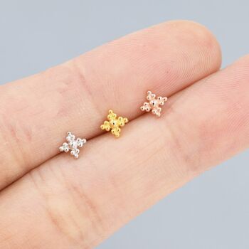 Extra Tiny Dotted Cluster Stud Earrings, 3 of 12