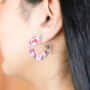 Pink And Green Tortoise Shell Small Hoop Earrings, thumbnail 1 of 5