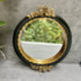 20cm Black And Gold Decorative Wall Mirror – Floral Motif, thumbnail 5 of 10