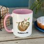 Mummy And Me Sloth Pink Handle China Mug, thumbnail 1 of 5
