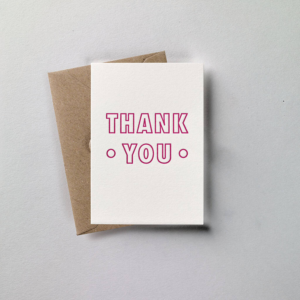 'thank You' Small Letterpress Card By Over The C. | notonthehighstreet.com