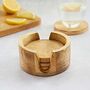 Set Of Four Natural Mango Wood Coasters With Holder, thumbnail 1 of 3