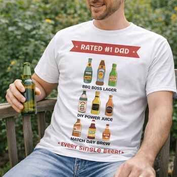 Rated #One Dad Personalised Beer T Shirt, 6 of 6