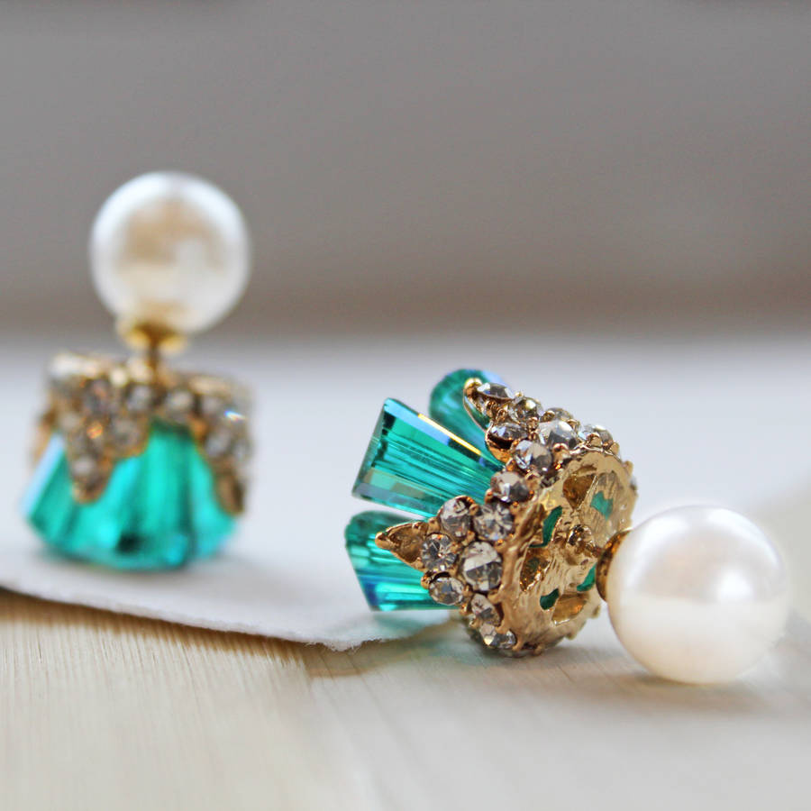 Crystal Inlayed Reversible Earrings By Rabal
