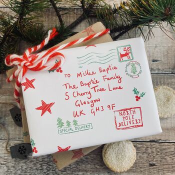 North Pole Special Delivery Name And Address Personalised Wrapping Paper, 10 of 10