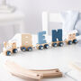 Engraved New Baby Polar Wooden Name Train, thumbnail 1 of 12