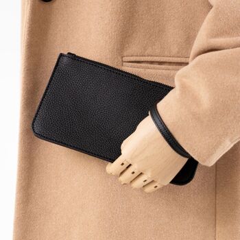 Black Pebbled Leather Personalised Clutch Bag, 2 of 12