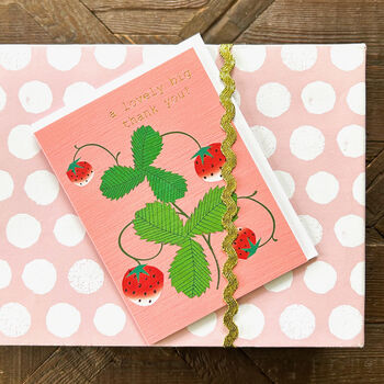 Mini Gold Foiled Strawberry Thank You Card, 3 of 3