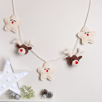 Reindeer And Christmas Star Garland Crochet Kit, 3 of 10