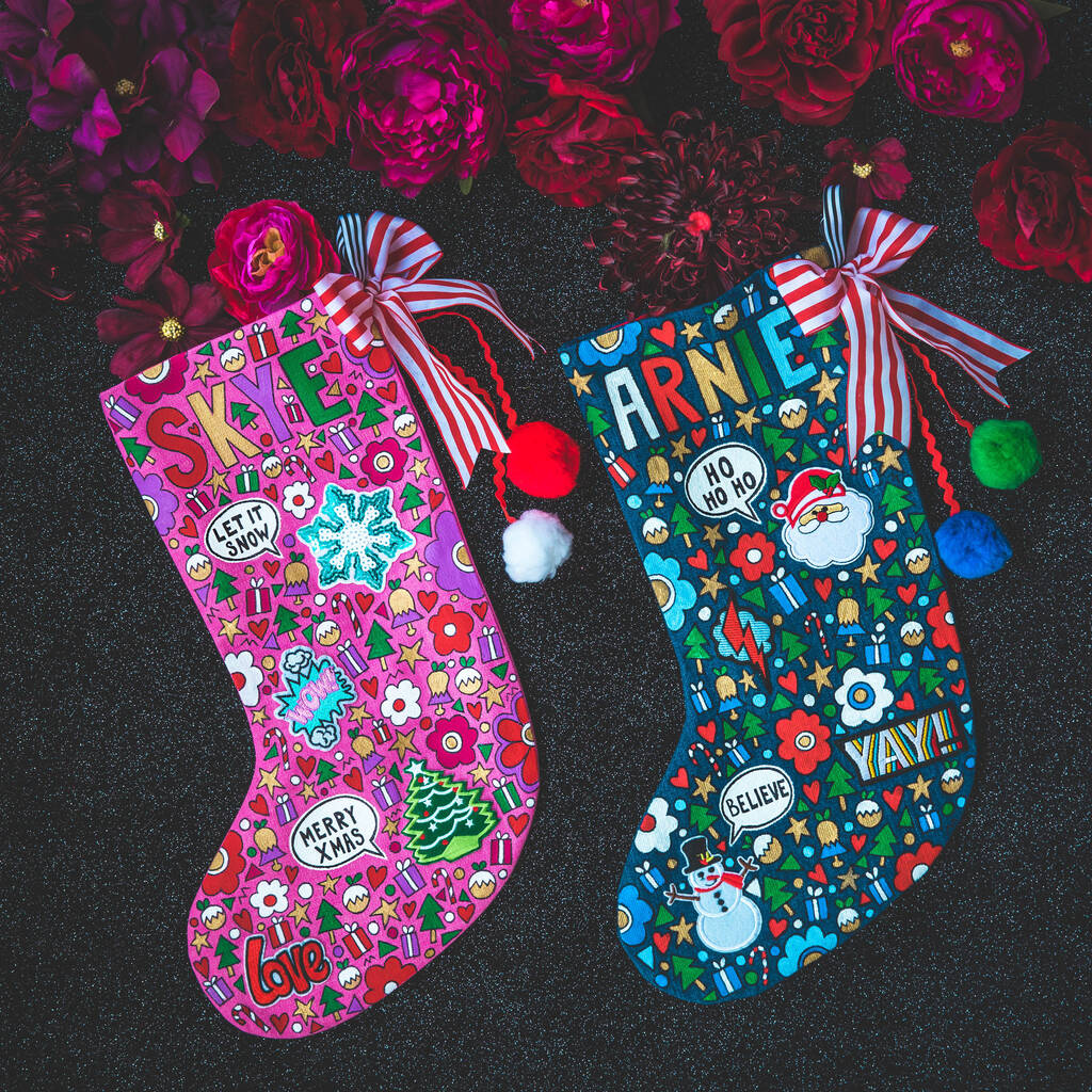 Personalised Hand Painted Christmas Stocking, 1 of 12