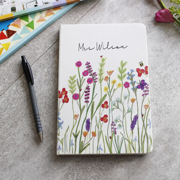 Personalised Wildflower Pattern Teacher Notebook, 4 of 4