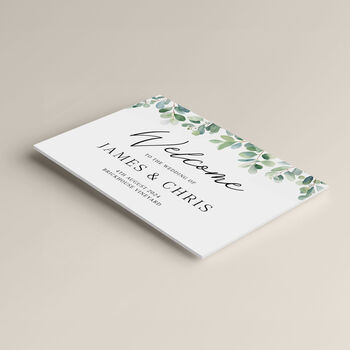 Watercolour Eucalyptus Personalised Wedding Welcome Sign, 3 of 4