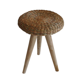 Small Wooden Stool With Wicker Seat, 5 of 6