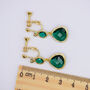 Green Long Droplet Clip On Earrings, thumbnail 4 of 6