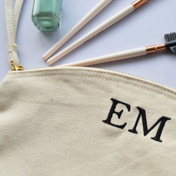Embroidered Monogram Cosmetic Bag, 2 of 4
