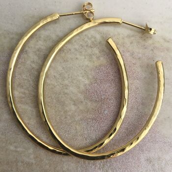 Large Oval Textured Hoop Earrings, 10 of 12