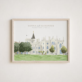 1st Wedding Anniversary Gift Hand Drawn Wedding Venue Illustration, 10 of 12
