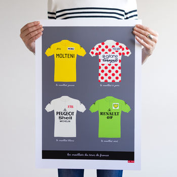 Tour De France Art Print, Vintage Cycling Jerseys, 4 of 5