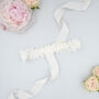 Sleek Lace Leaf Wedding Garter, thumbnail 4 of 12