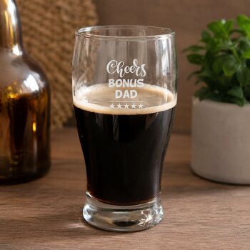 'Bonus Dad' Pint Glass Father's Day Gift For Stepdad, 2 of 9