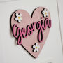 Wooden Pink Floral New Baby Name Print, thumbnail 2 of 4